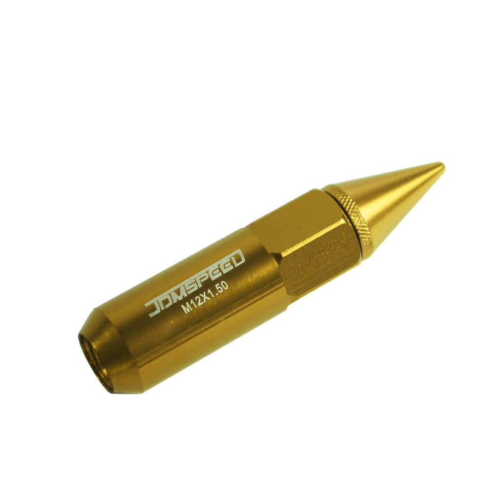 thumbnail image 2 of Gold 20-PC M12x1.5 Extended Lug Nuts - 60mm Tuner Style Aluminum Wheel Nuts With Caps For Aftermarket Rims 2 of 10