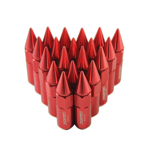 JDMSPEED 20pcs Red Cap Spiked Extended Tuner Aluminum 60mm M12XP1.5 Wheels Rims Lug Nuts
