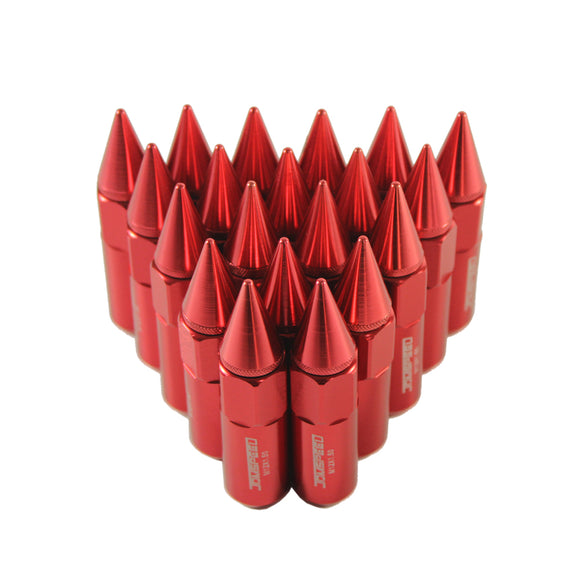 JDMSPEED 20pcs Red Cap Spiked Extended Tuner Aluminum 60mm M12XP1.5 Wheels Rims Lug Nuts