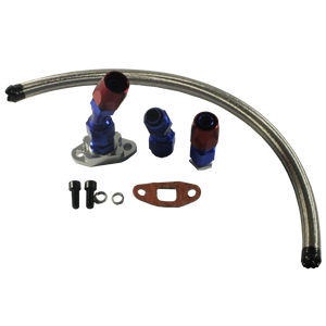 JDMSPEED Braided Turbo Charger Stainless 17" Oil Return Drain Line&10AN Fitting Kit T3 T4