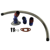 JDMSPEED Braided Turbo Charger Stainless 17" Oil Return Drain Line&10AN Fitting Kit T3 T4