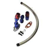 JDMSPEED Braided Turbo Charger Stainless 17" Oil Return Drain Line&10AN Fitting Kit T3 T4