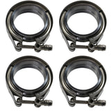 JDMSPEED 4pcs 2.5" V-Band Flange & Clamp Kit For Turbo Exhaust Downpipes Stainless Steel