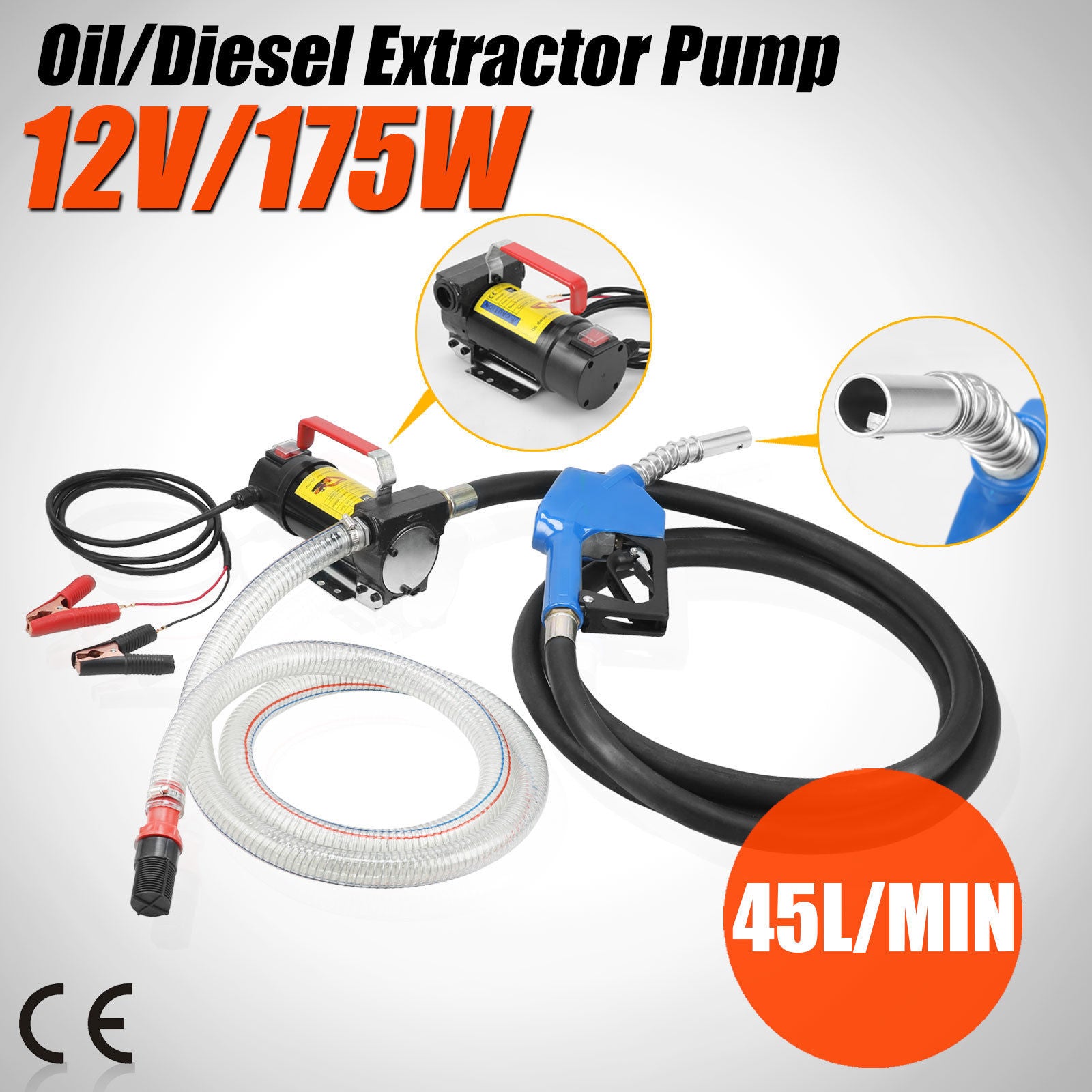 Portable 12V DC Electric Fuel Transfer Pump Kerosene Oil Diesel Commercial  Auto 