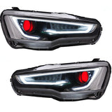 JDMSPEED LED Red Eye DRL Headlights Lamps For Mitsubishi Lancer & EVO X 2008-2017