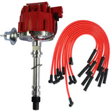 JDMSPEED For BBC SBC 350 305 454 V8's HEI Distributor & 10.5 MM Red 90 Spark Plug Wires