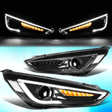 JDMSPEED 2pcs For 2015 2016 2017 Ford Focus Headlight Led DRL Halo Projector Lamp LH+RH